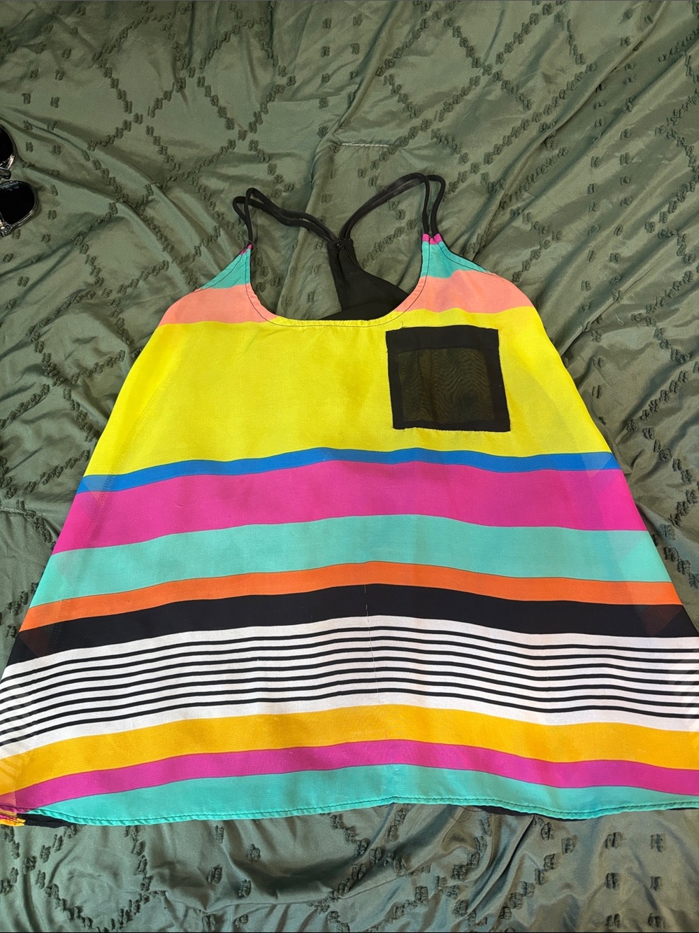 Daytrip Multicolor Striped Tank Top - Yellow, Pink, Turquoise, Orange, Black